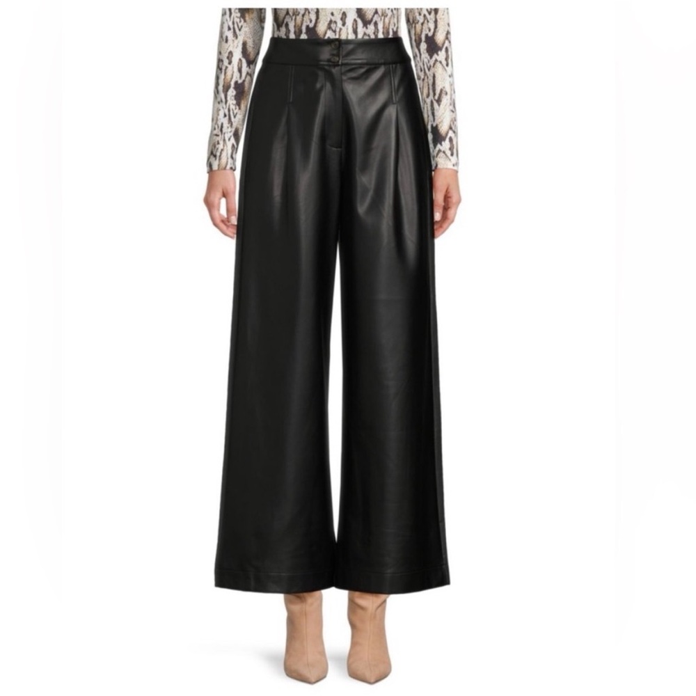French Connection Wide-Leg Faux Leather Pants - Black